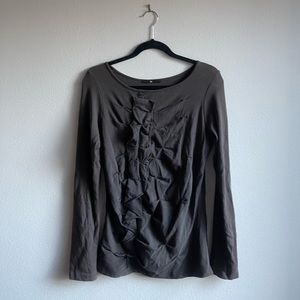 Jarbo Long‎ Sleeve Grey Pleated Top